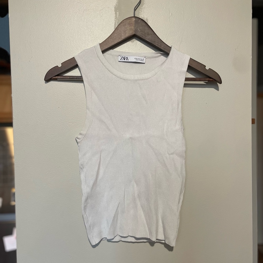 Zara White Ribbed Tank